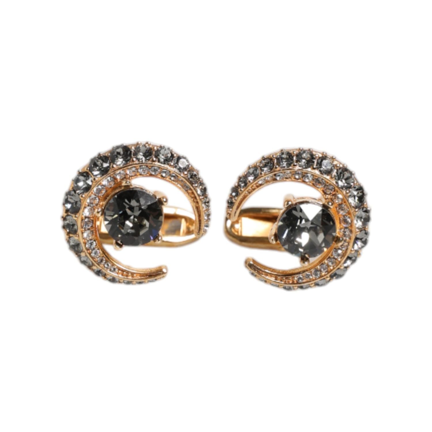 Dolce & Gabbana Brass Gold Black Crystal Luna Cufflink