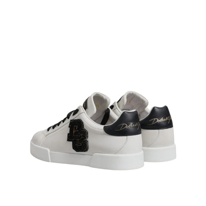 Dolce & Gabbana White Leather DG Logo Low Top Sneakers Shoes