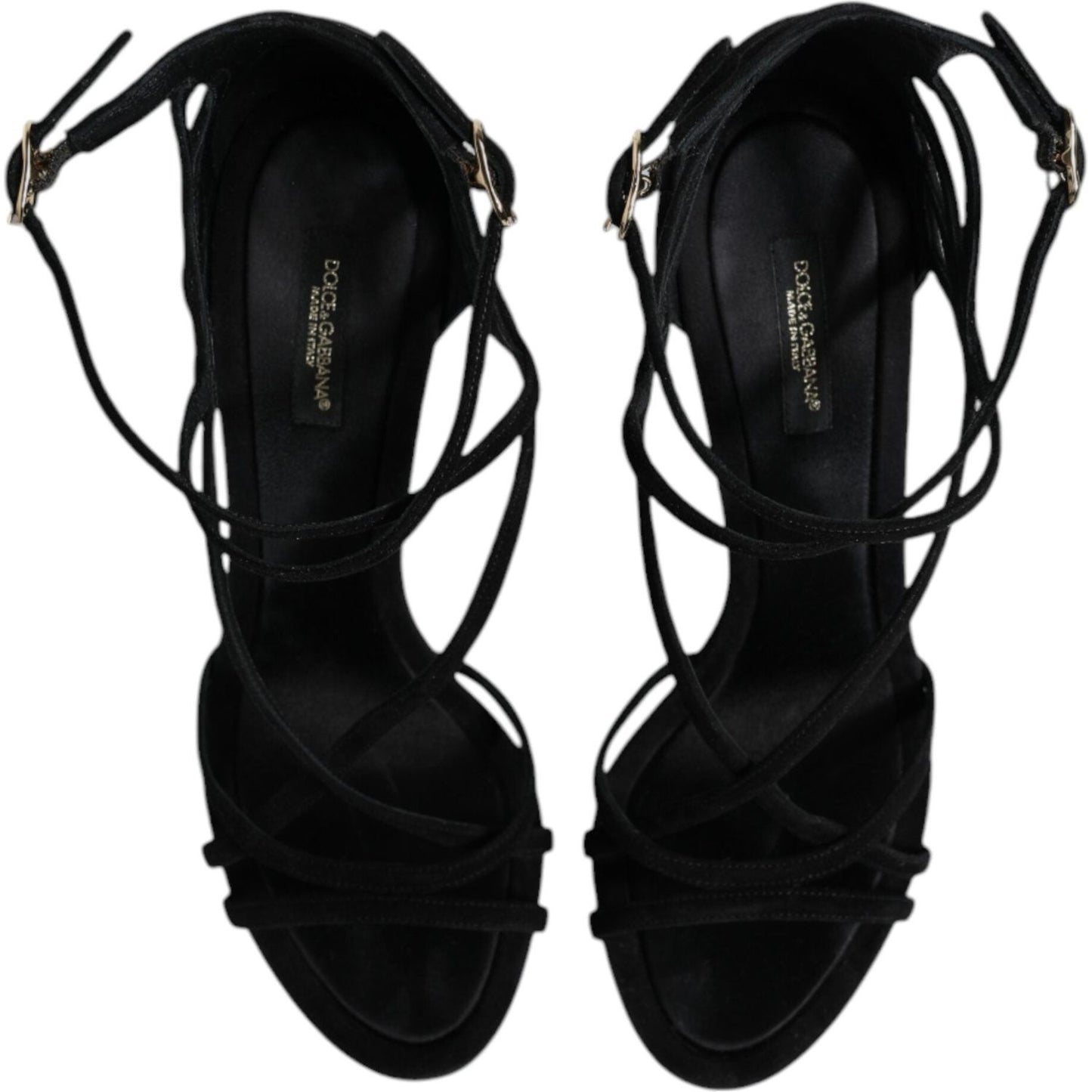 Dolce & Gabbana Black Leather Stiletto Heels Sandals Shoes