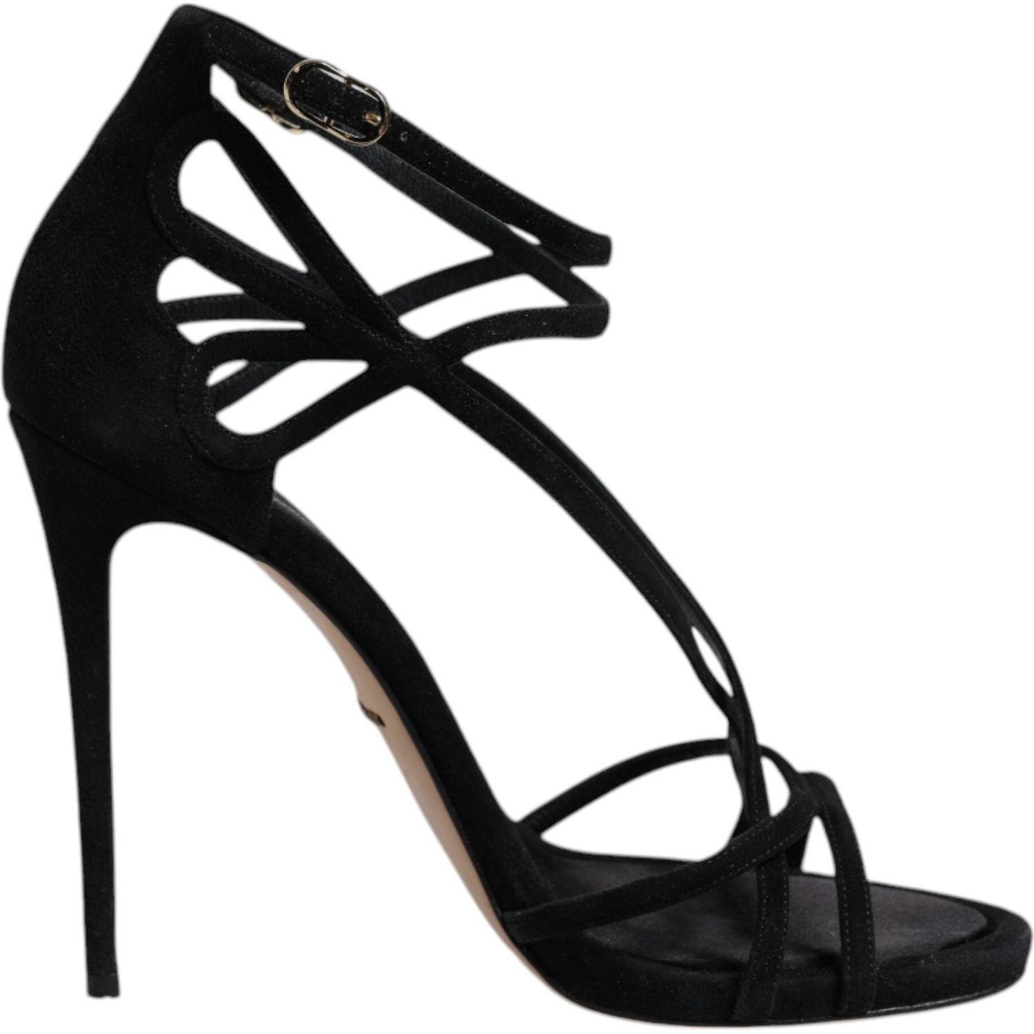Dolce & Gabbana Black Leather Stiletto Heels Sandals Shoes
