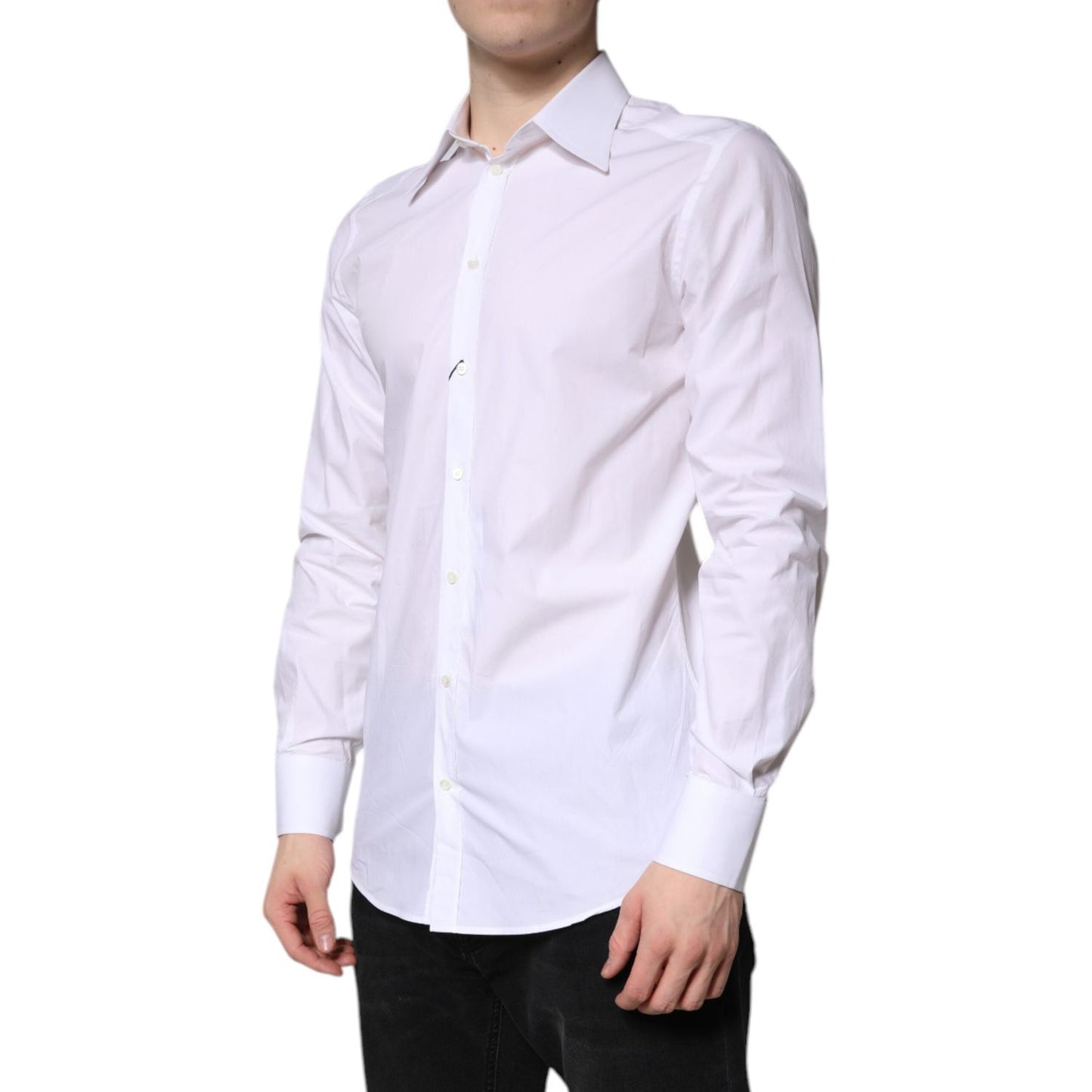Dolce & Gabbana White Cotton GOLD Dress Formal Shirt