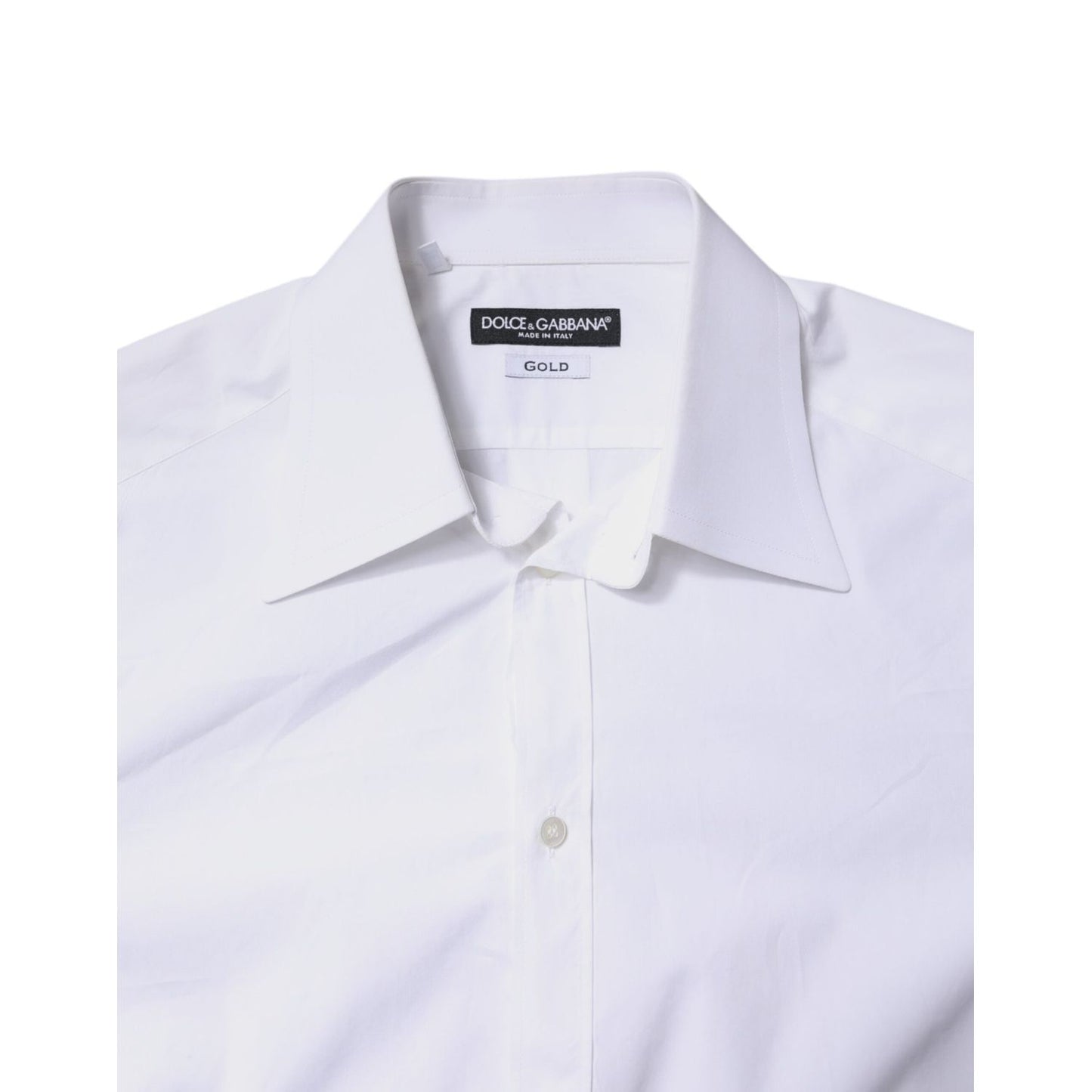 Dolce & Gabbana White Cotton GOLD Dress Formal Shirt