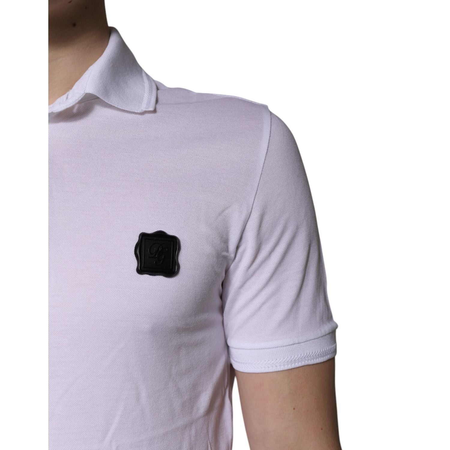 Dolce & Gabbana White Cotton Logo Collared Polo T-shirt