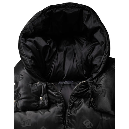Dolce & Gabbana Black Padded Puffer Hooded Full Zip Cropped Jacket