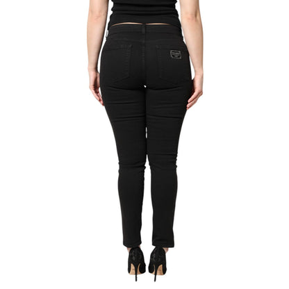 Dolce & Gabbana Black Cotton Mid Waisted Skinny Denim Jeans