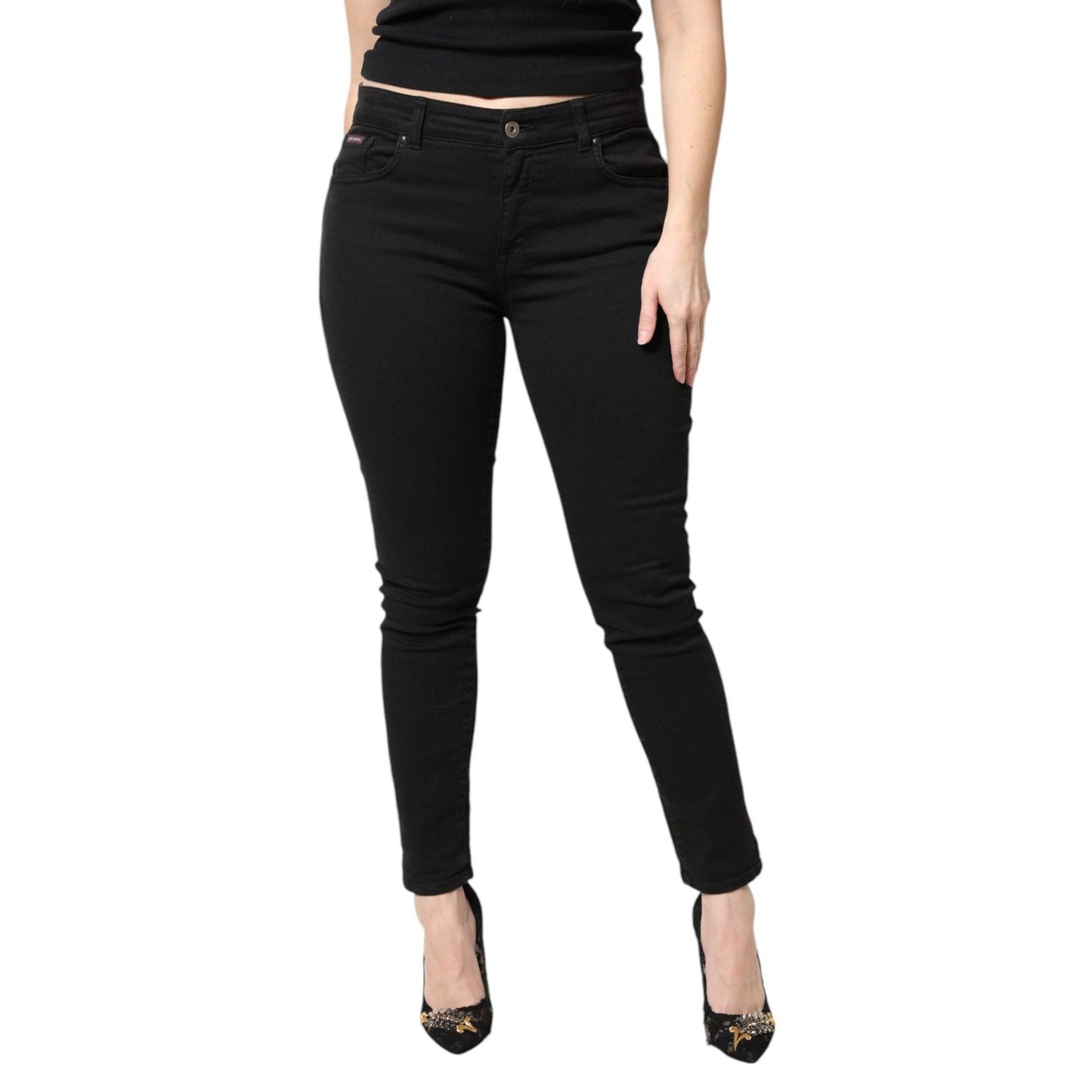 Dolce & Gabbana Black Cotton Mid Waisted Skinny Denim Jeans