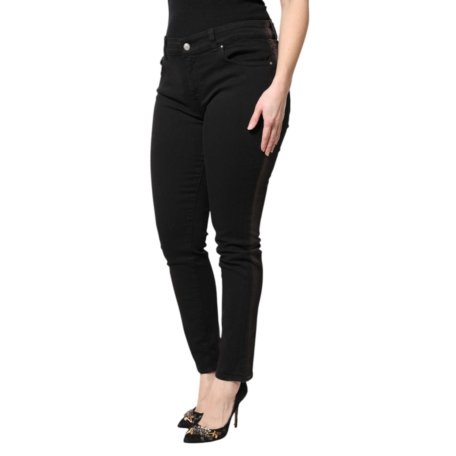 Dolce & Gabbana Black Cotton Mid Waisted Skinny Denim Jeans