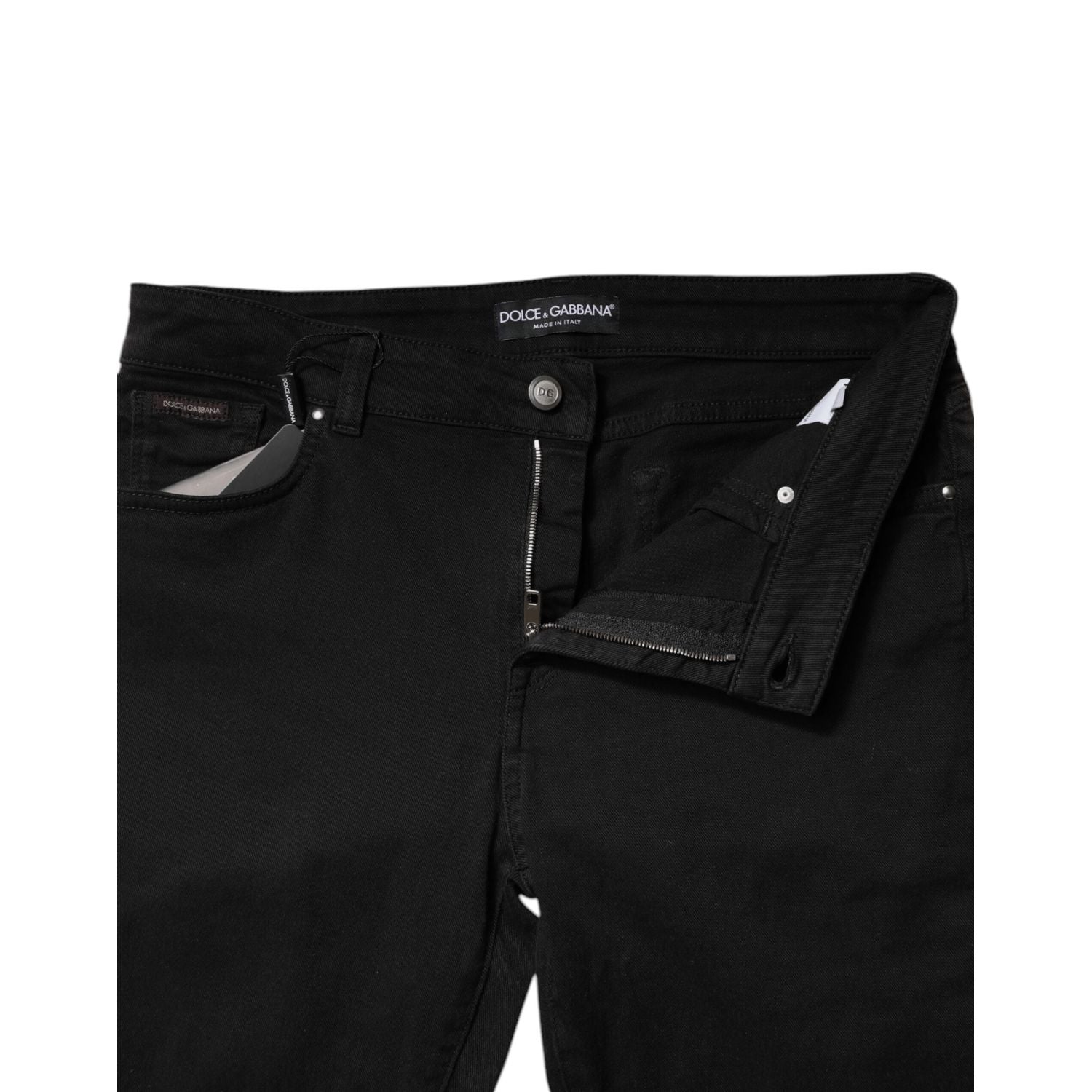 Dolce & Gabbana Black Cotton Mid Waisted Skinny Denim Jeans