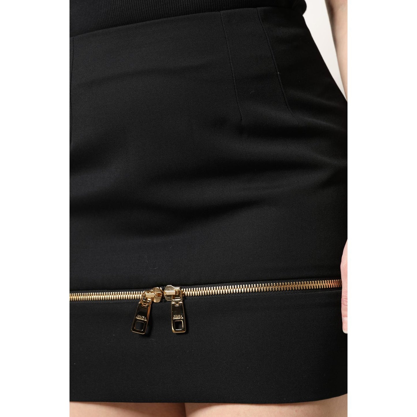 Dolce & Gabbana Black Virgin Wool High Waisted Mini Skirt