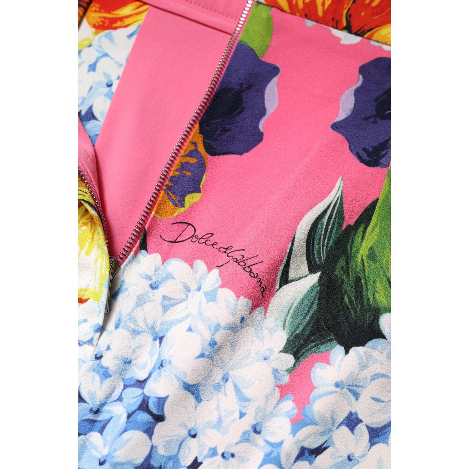 Dolce & Gabbana Multicolor Floral Print High Waist Midi Skirt