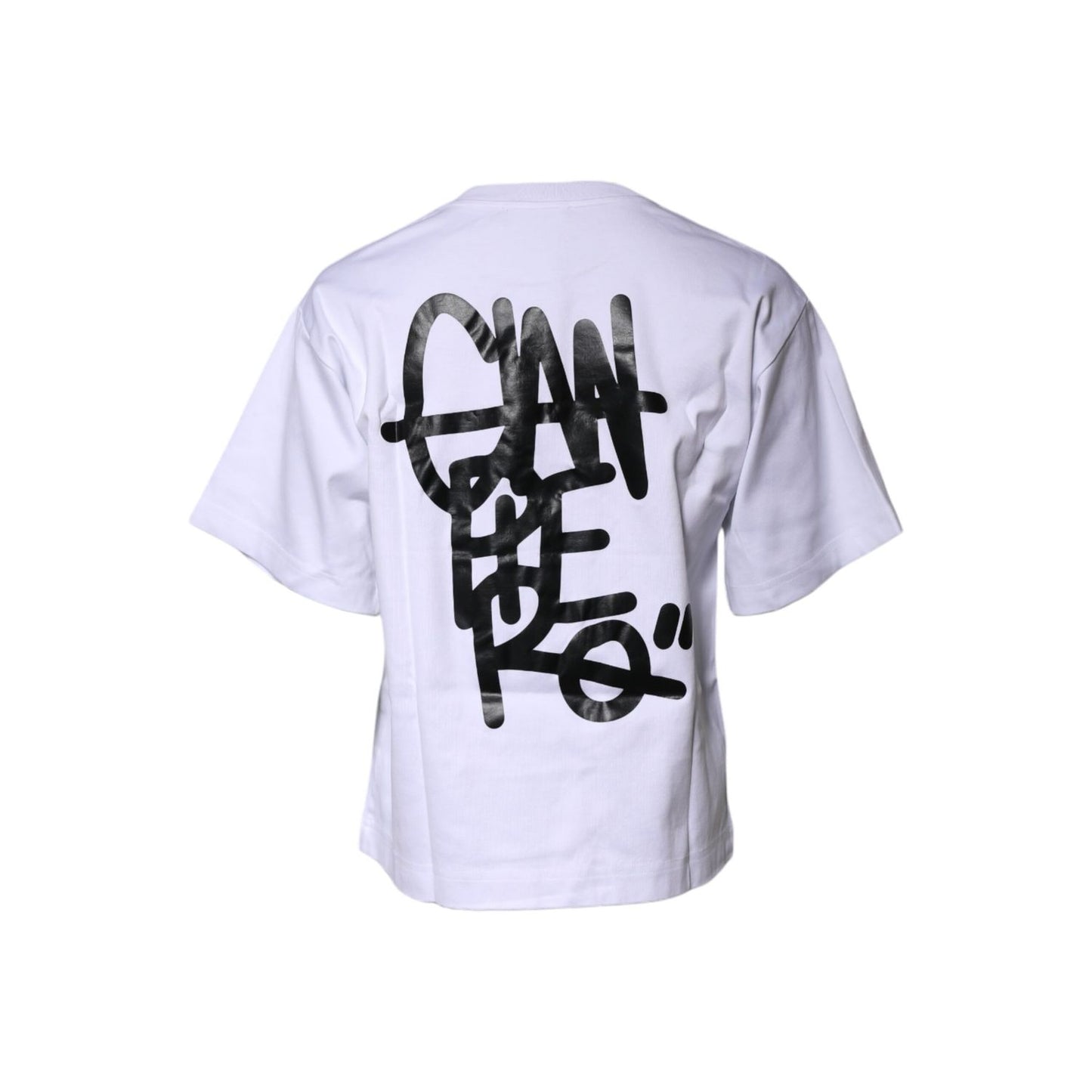 Dolce & Gabbana White Printed Cotton Crew Neck Tee T-shirt