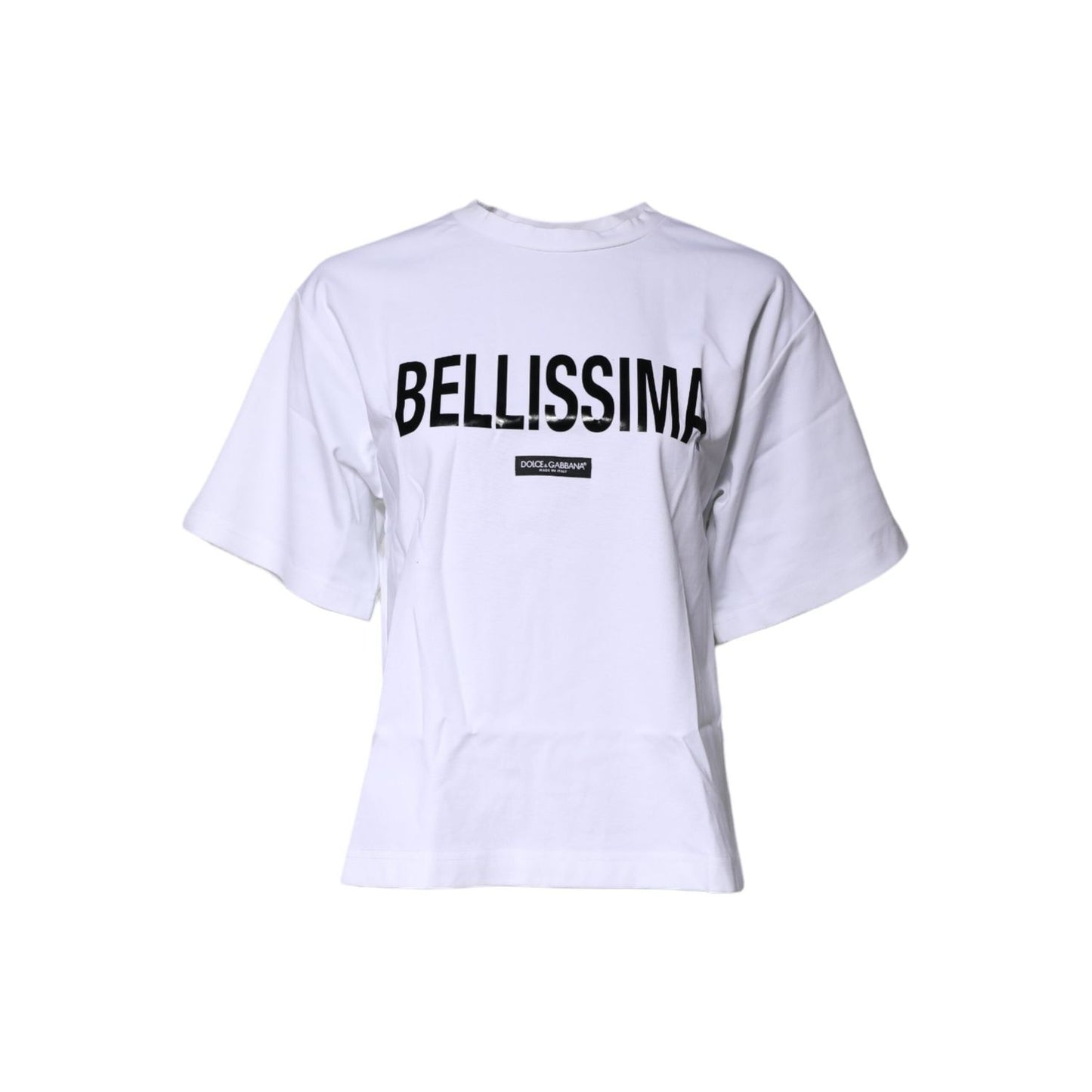 Dolce & Gabbana White Bellissima Cotton Crew Neck T-shirt