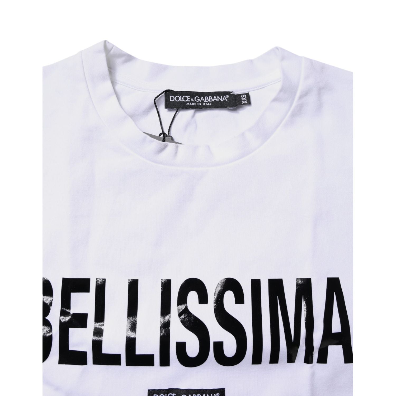 Dolce & Gabbana White Bellissima Cotton Crew Neck T-shirt