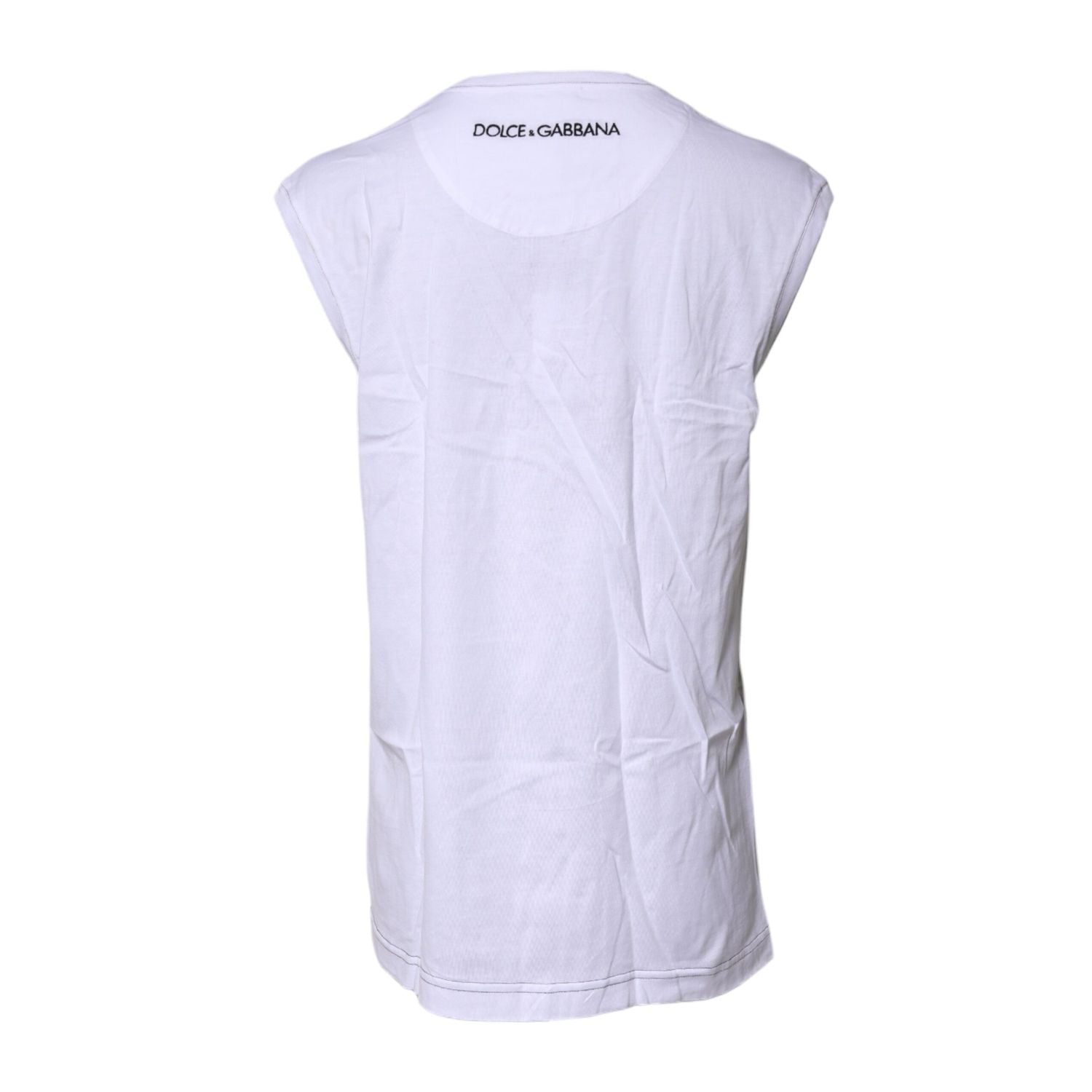 Dolce & Gabbana White Cotton Sleeveless Printed Tank T-shirt
