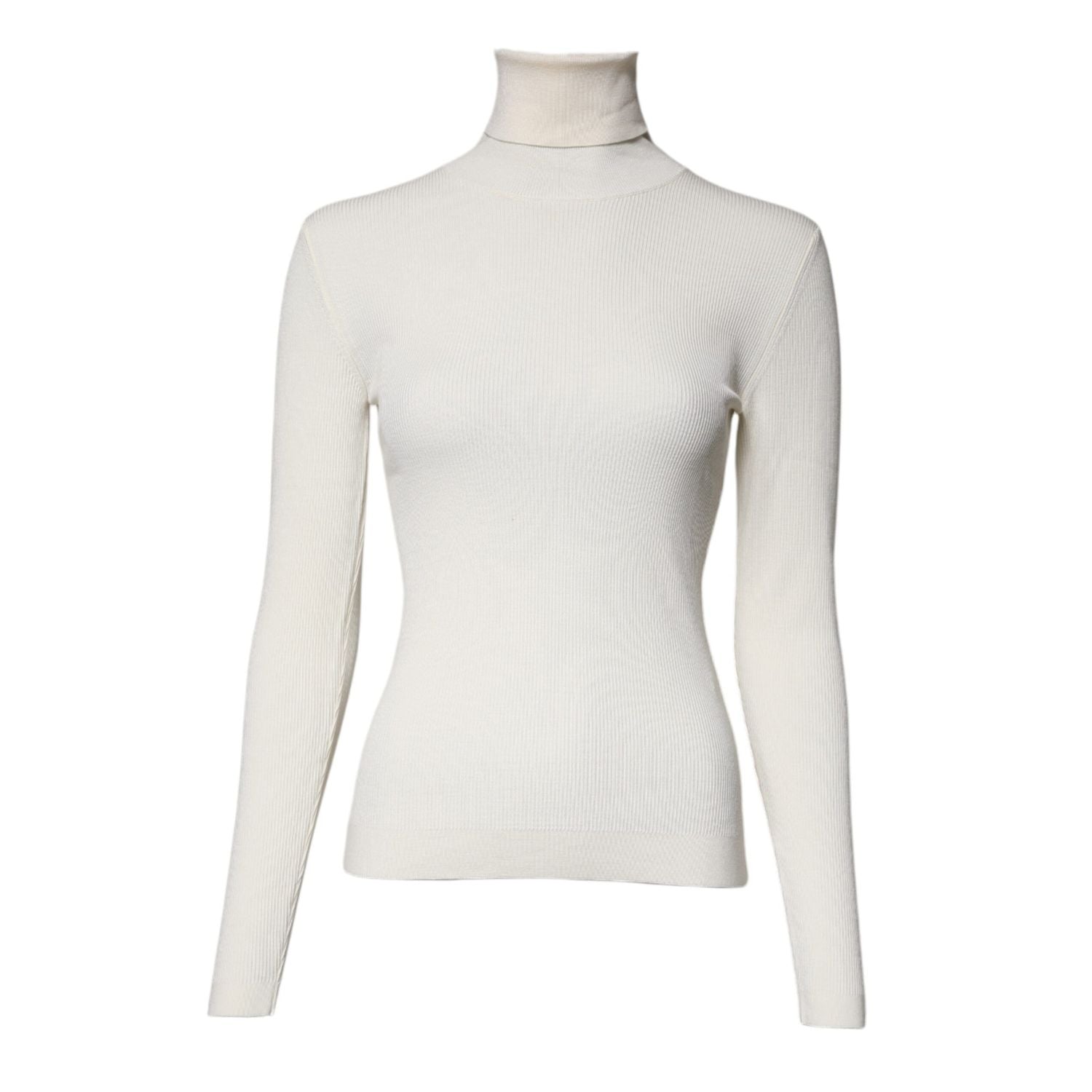 Dolce & Gabbana Cream Long Sleeves Turtleneck Slim Sweater