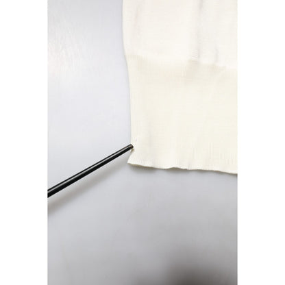 Dolce & Gabbana Cream Short Sleeve Silk Round Neck Blouse Top