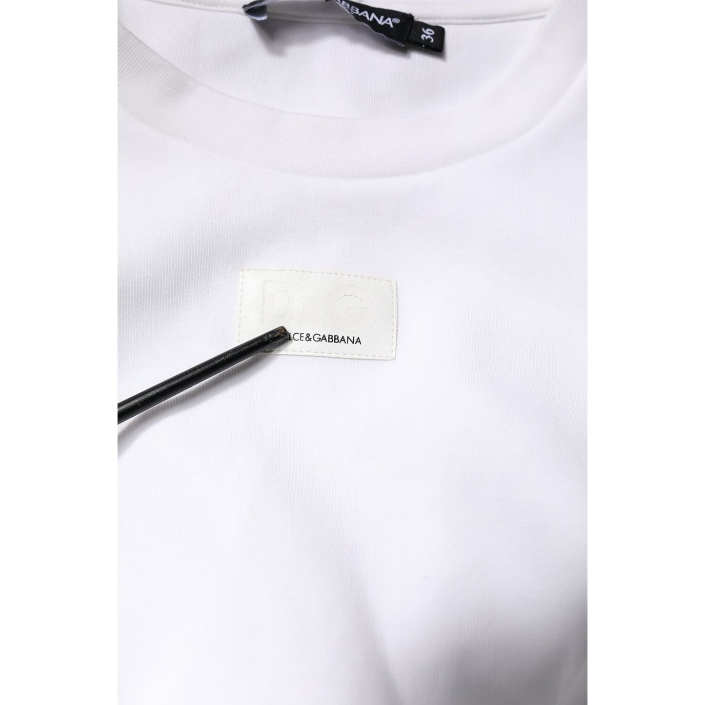 Dolce & Gabbana White Cotton Blend 3/4 Sleeves Blouse Top