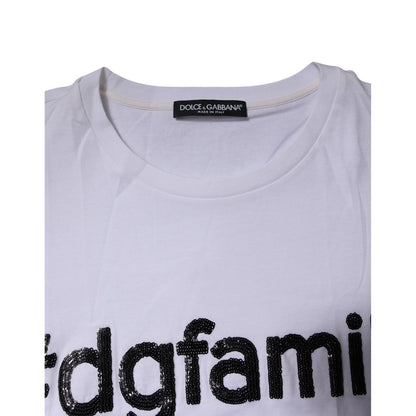 Dolce & Gabbana White #DGFAMILY Embroidery Cotton T-shirt
