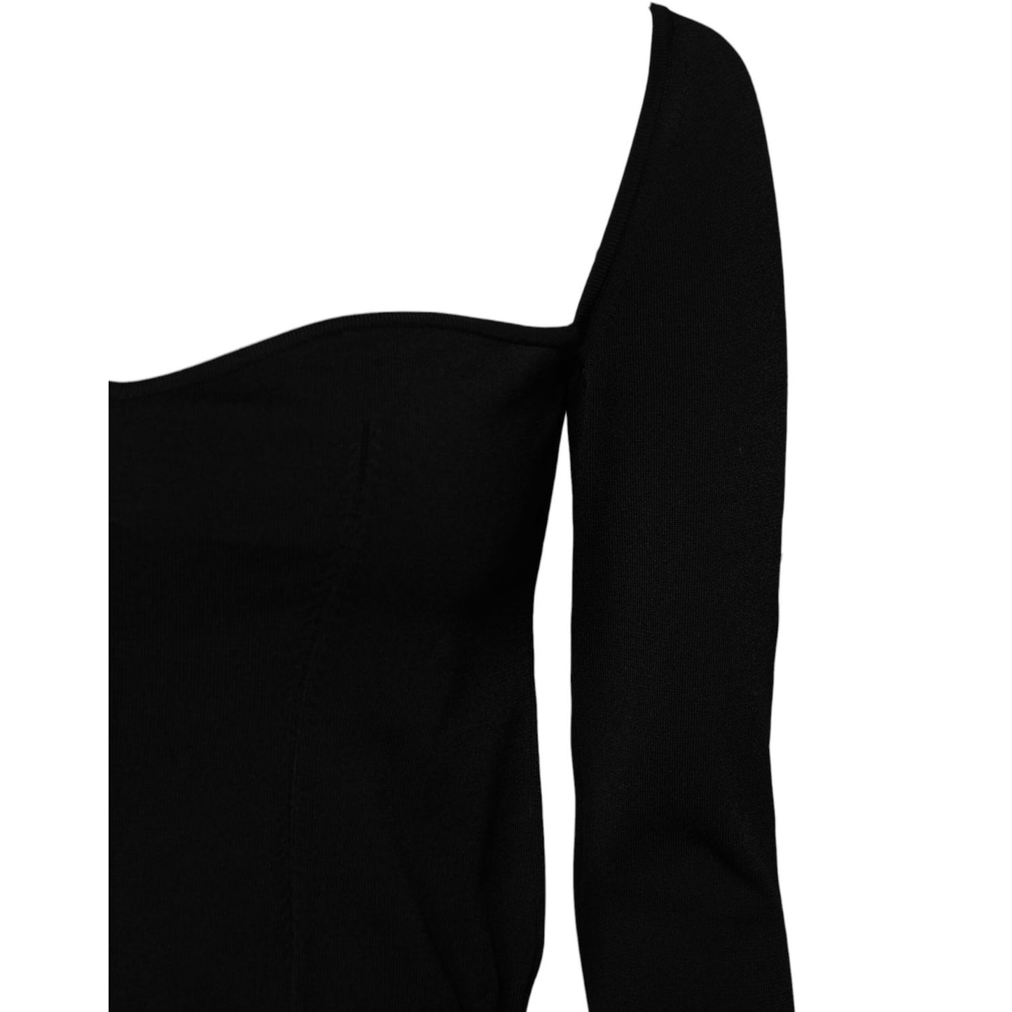 Dolce & Gabbana Black Square Neckline Long Sleeves Sweater