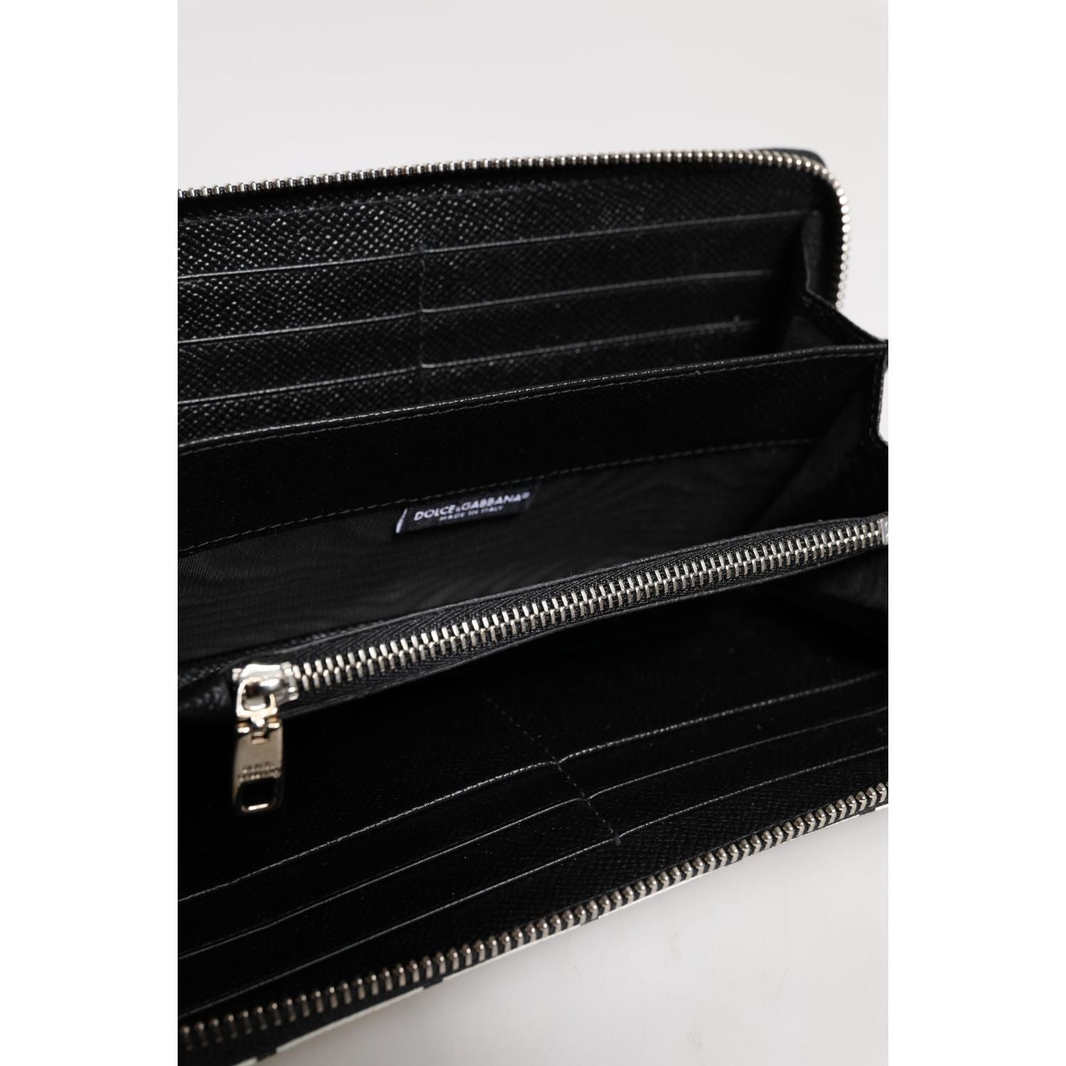 Dolce & Gabbana White Leather DG Crown Royals Continental Zip Around Wallet