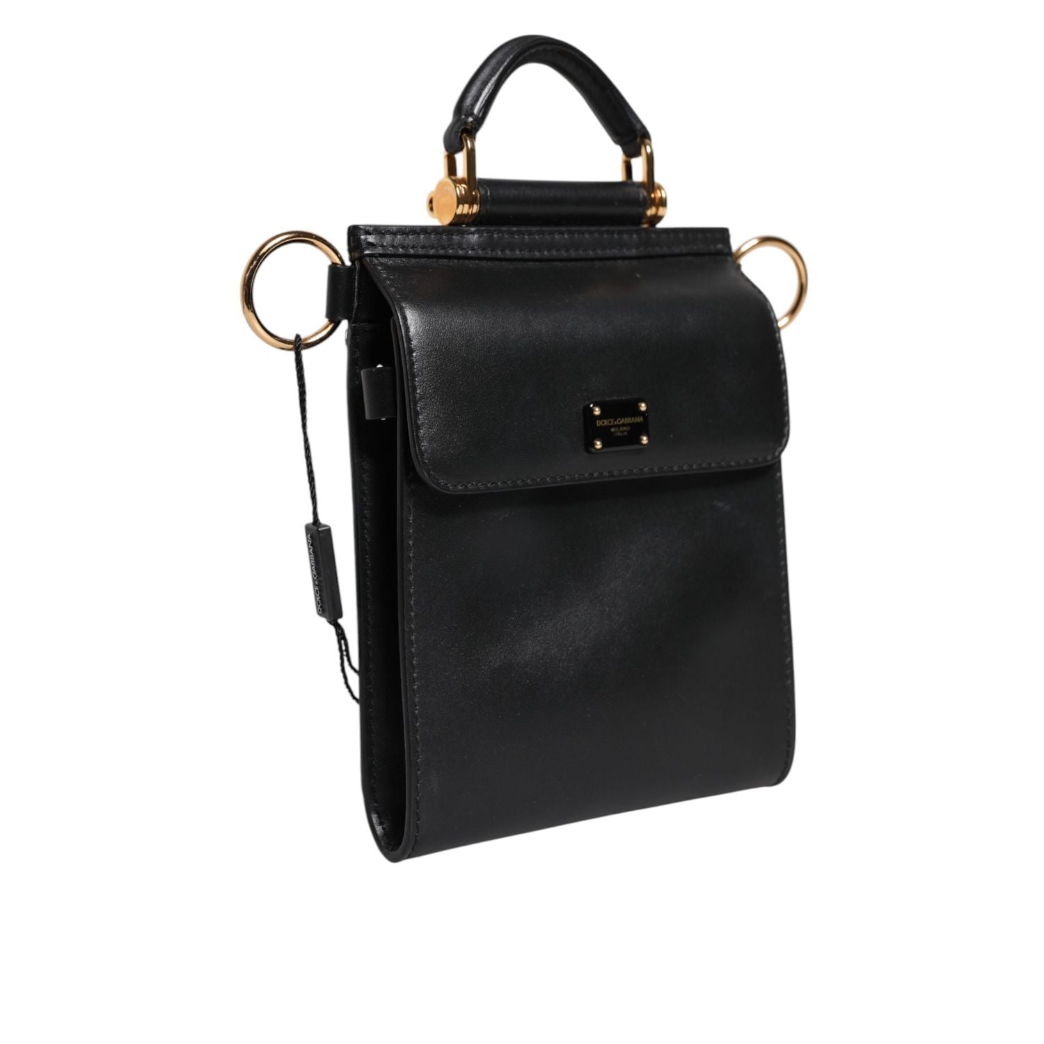 Dolce & Gabbana Black Calfskin Leather Logo Plaque Mini Bag