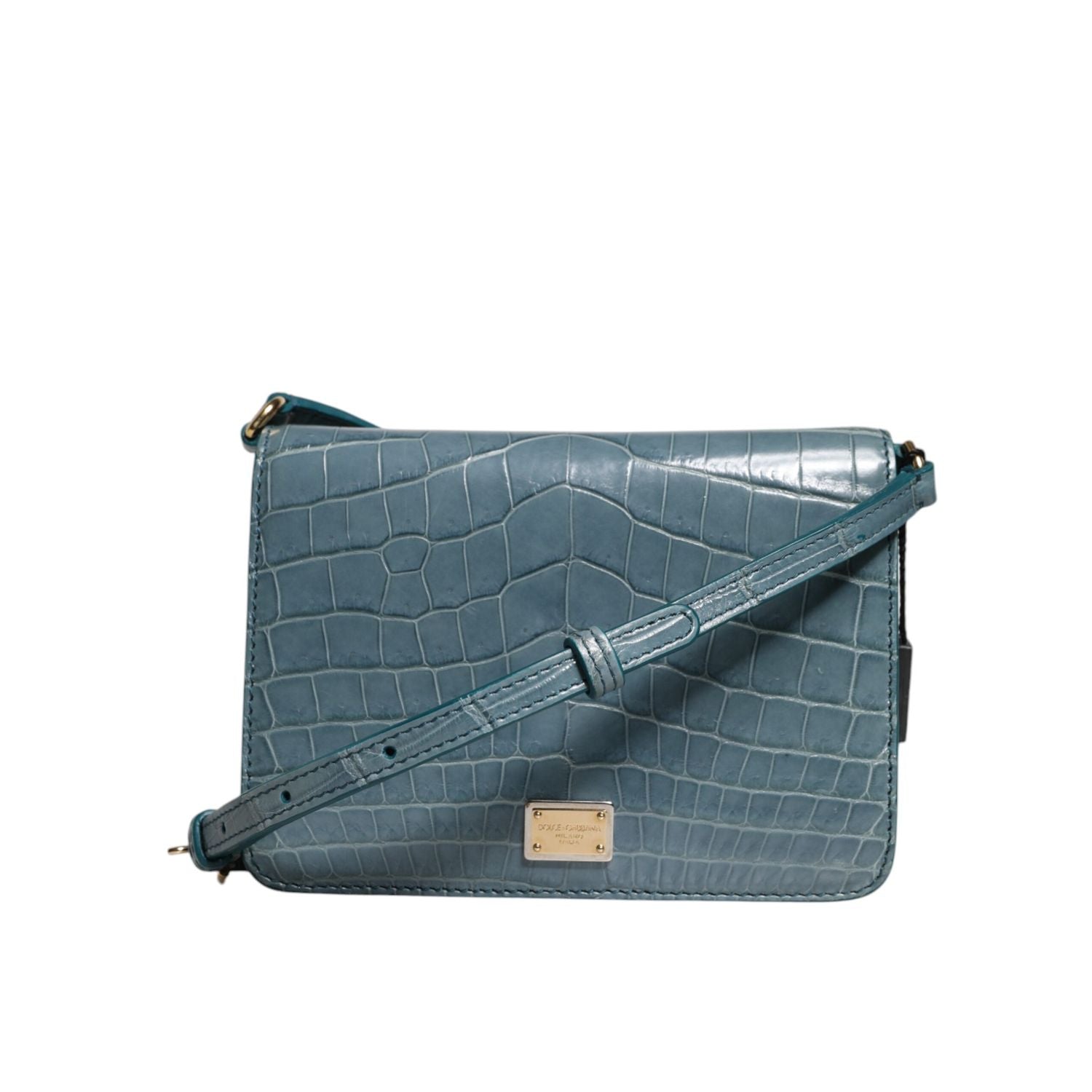 Dolce & Gabbana Green Exotic Leather DG Plaque Crossbody Mini Bag