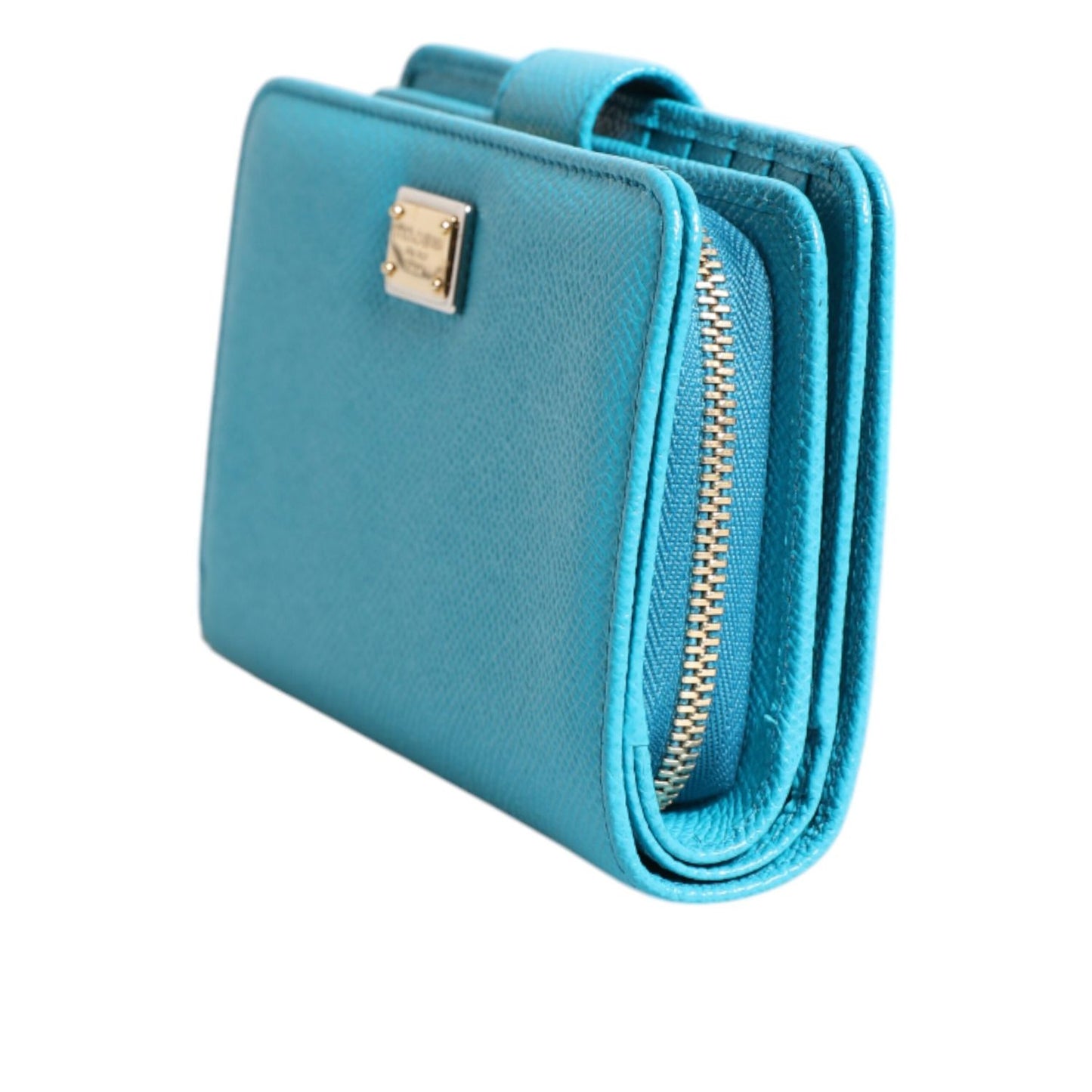 Dolce & Gabbana Light Blue Leather Bifold Continental Clutch Wallet