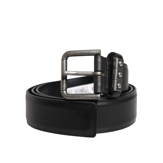 Dolce & Gabbana Black Leather Metal Buckle Classic Belt