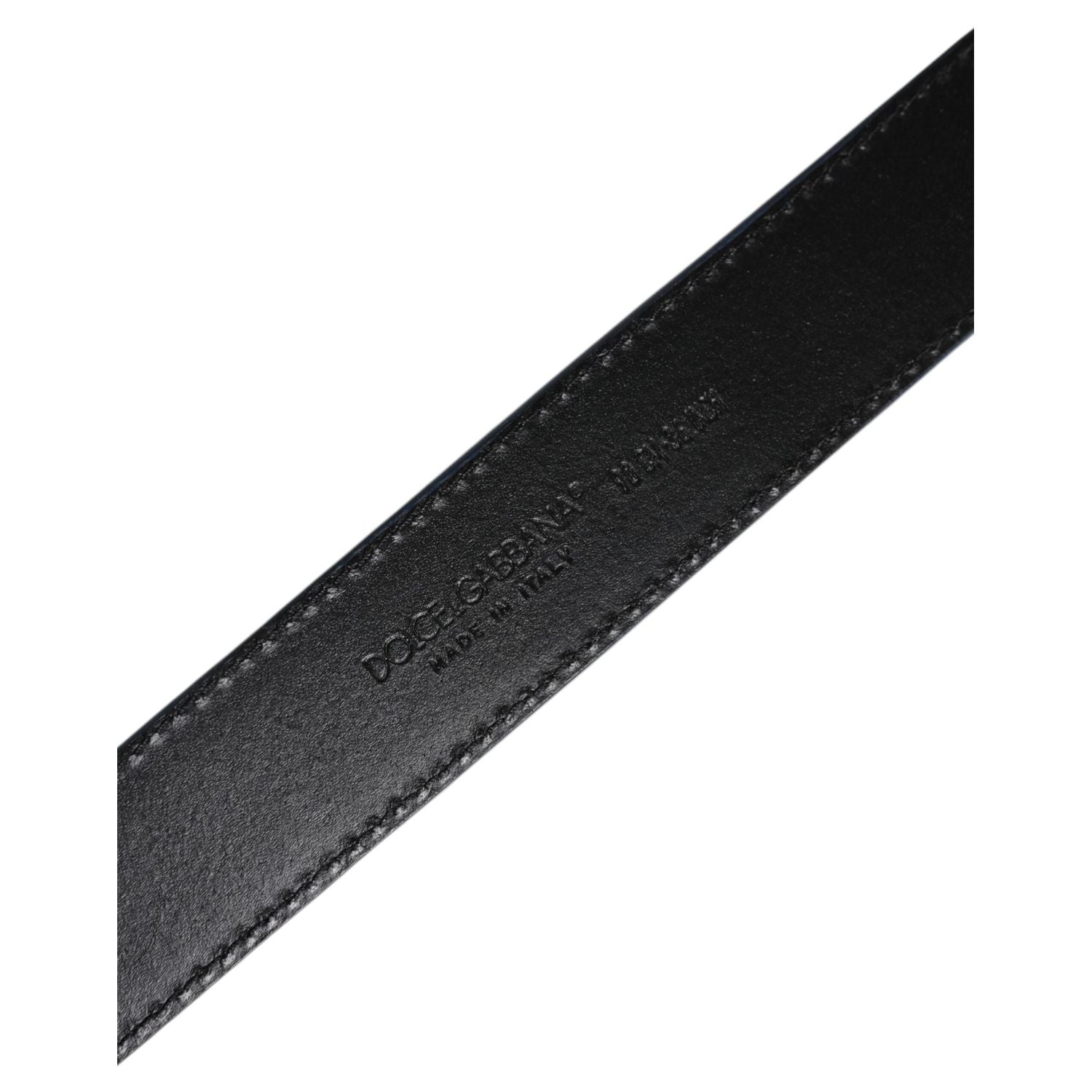 Dolce & Gabbana Blue Beige Leather Weaved Metal Buckle Belt