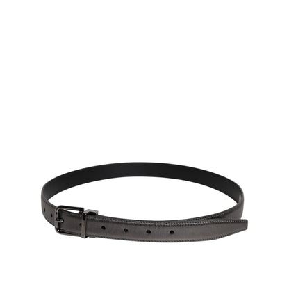 Dolce & Gabbana Black Leather Classic Metal Logo Buckle Belt