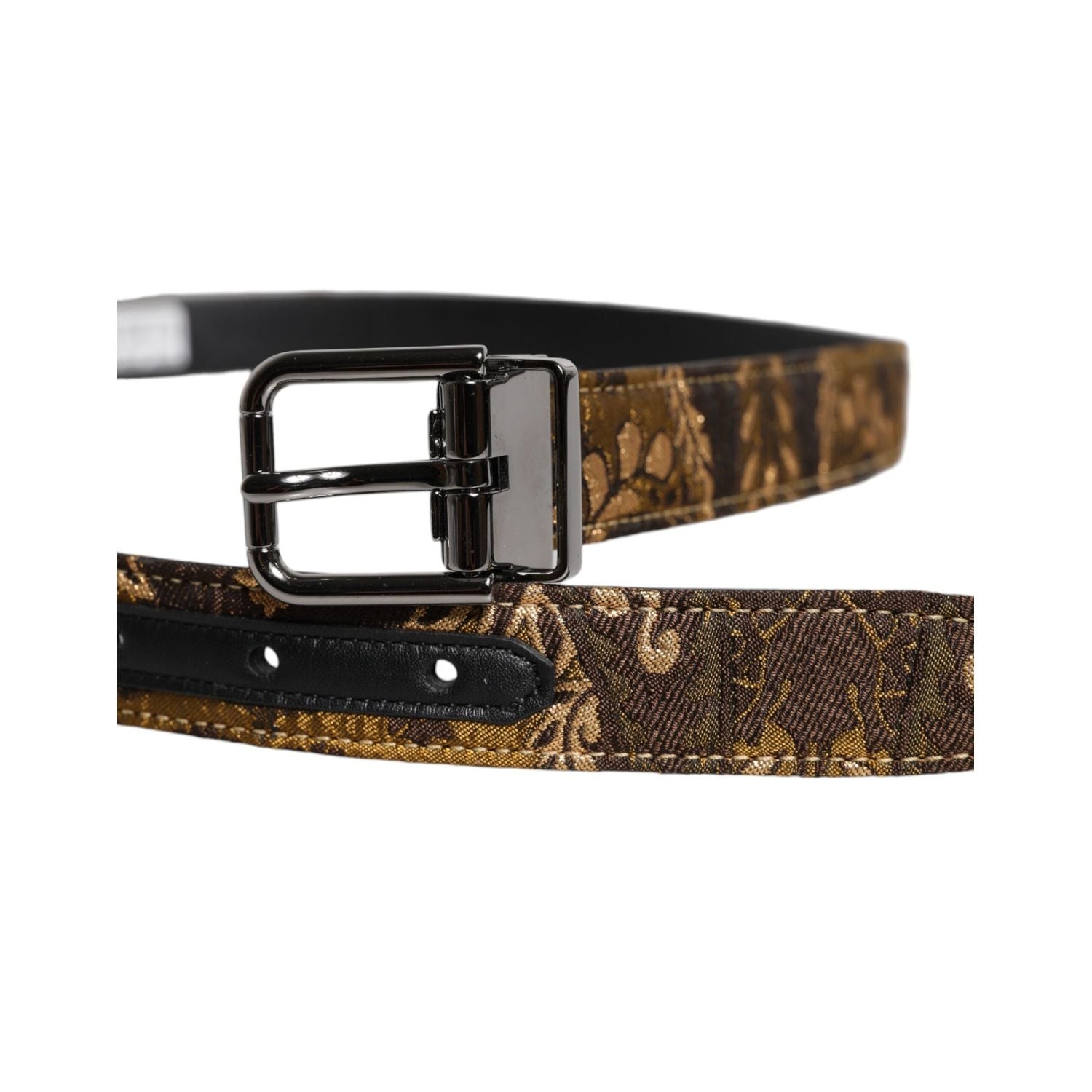 Dolce & Gabbana Multicolor Jacquard Leather Logo Buckle Belt