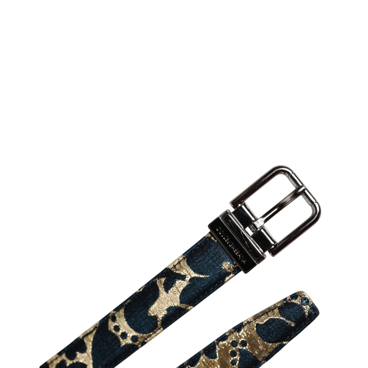 Dolce & Gabbana Multicolor Jacquard Leather Logo Buckle Belt