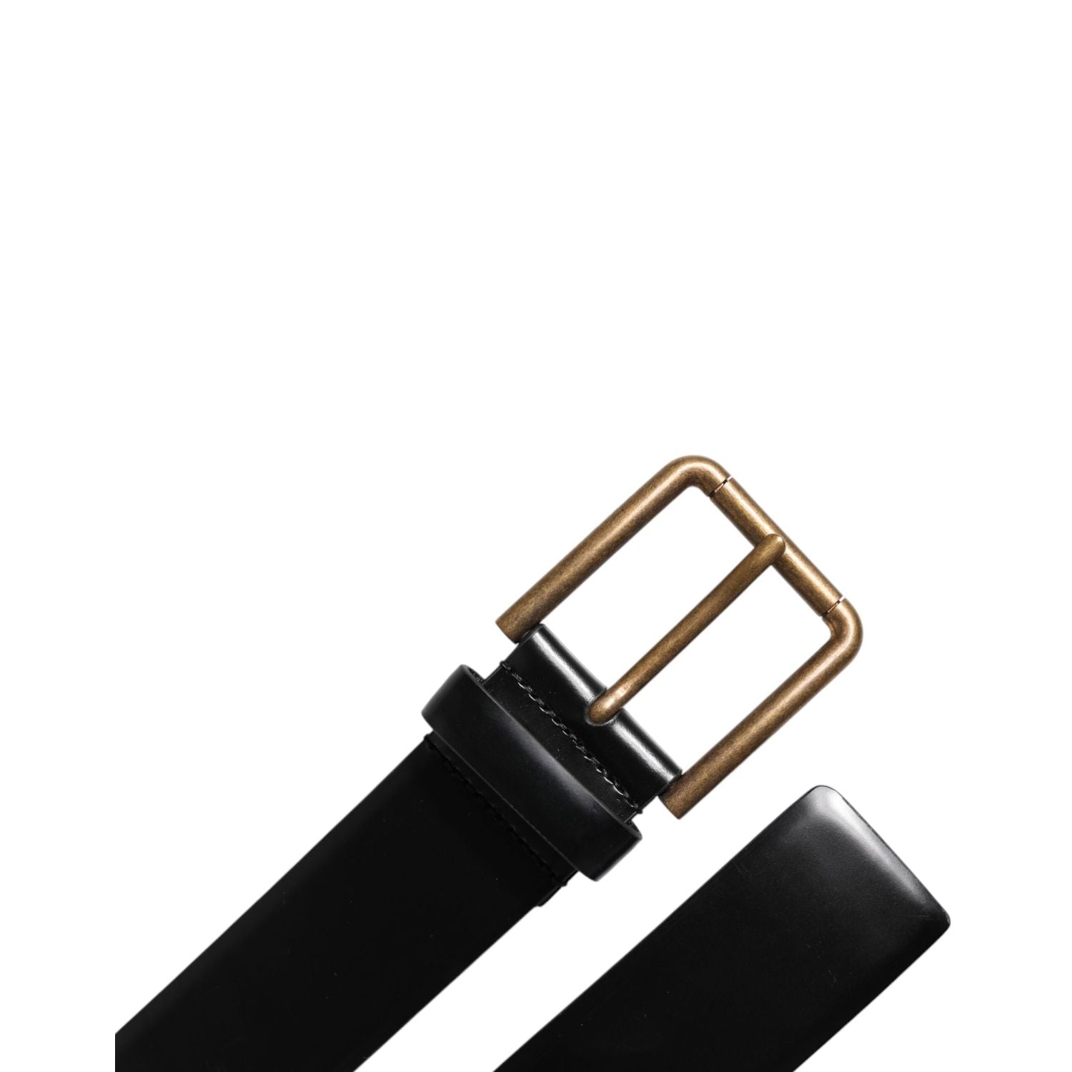 Dolce & Gabbana Black Leather DG Logo Plaque Buckle Belt