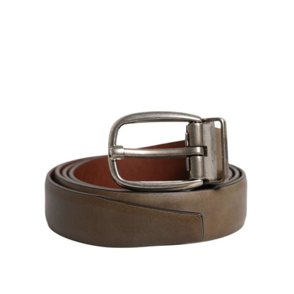 Dolce & Gabbana Brown Leather Classic Metal Logo Buckle Belt