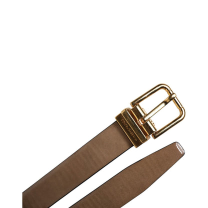 Dolce & Gabbana Brown Leather Classic Metal Logo Buckle Belt