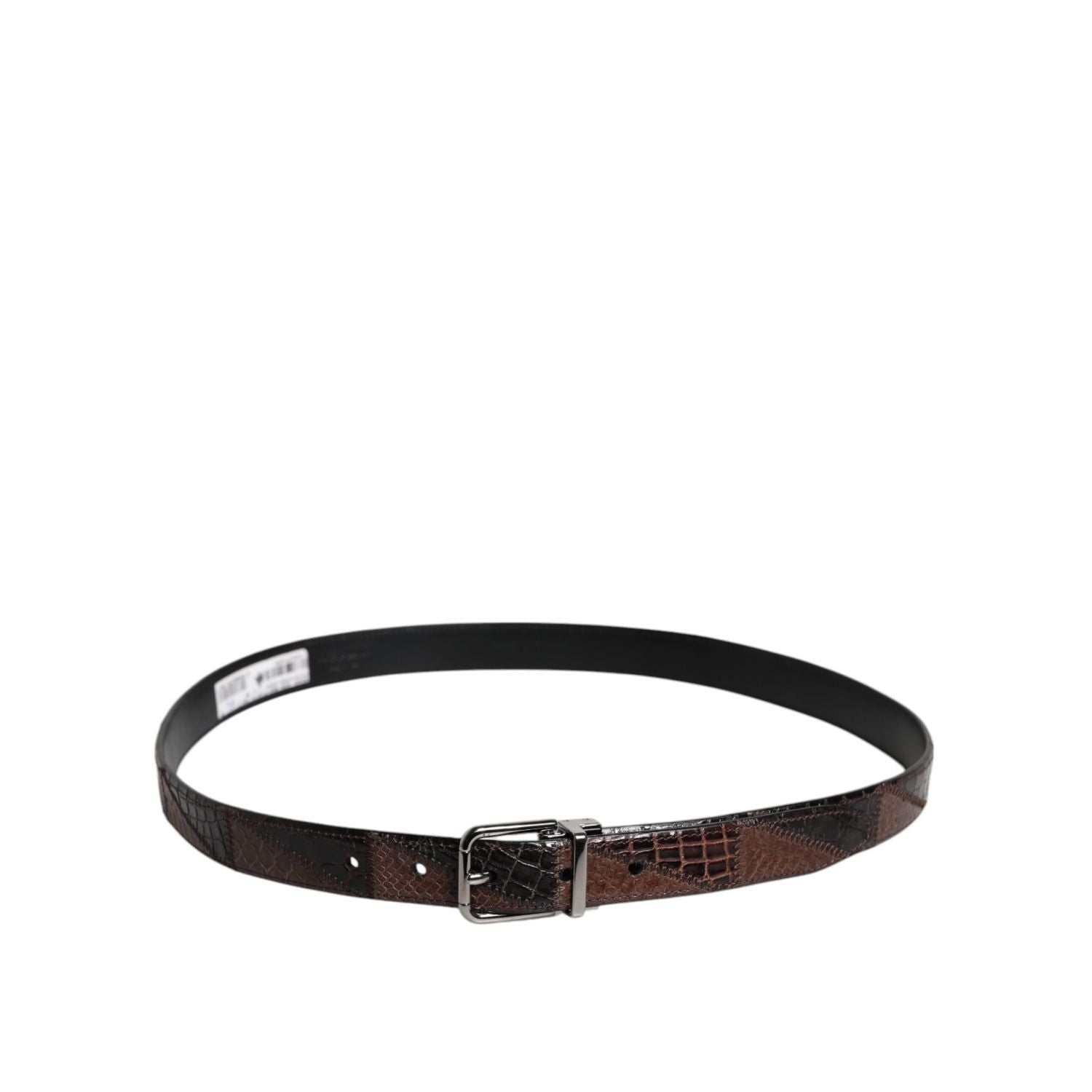 Dolce & Gabbana Brown Exotic Leather Metal Logo Buckle Belt