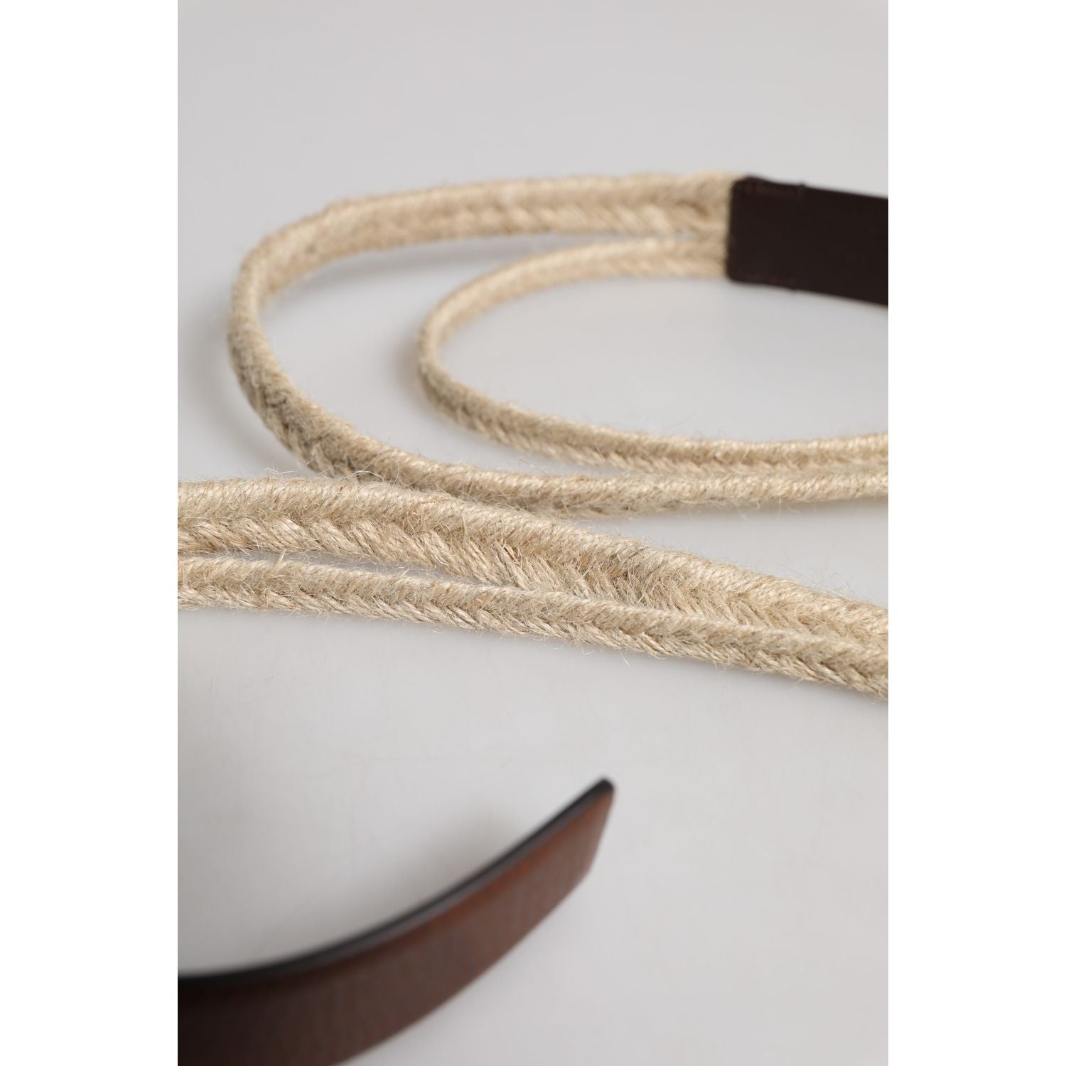 Dolce & Gabbana Brown Jute Leather Woven Metal Buckle Belt