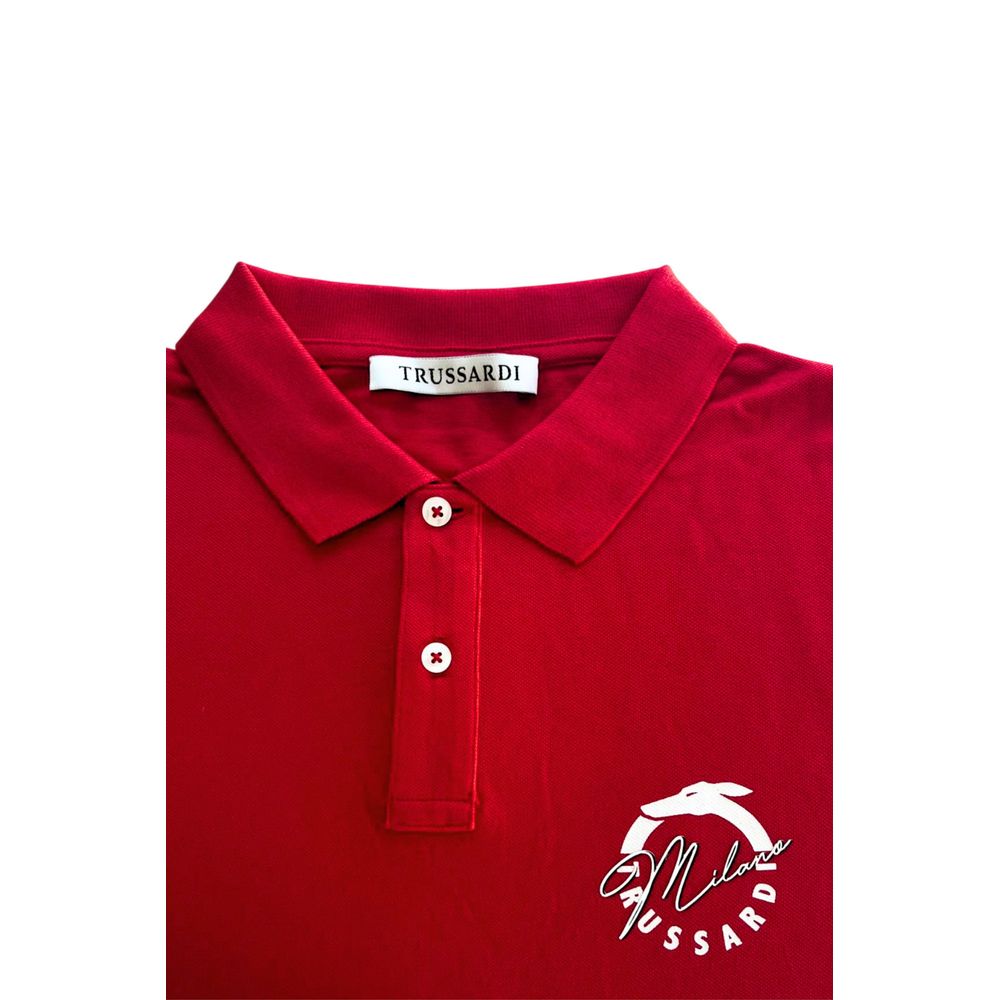 Trussardi Beachwear Red Cotton Polo Shirt