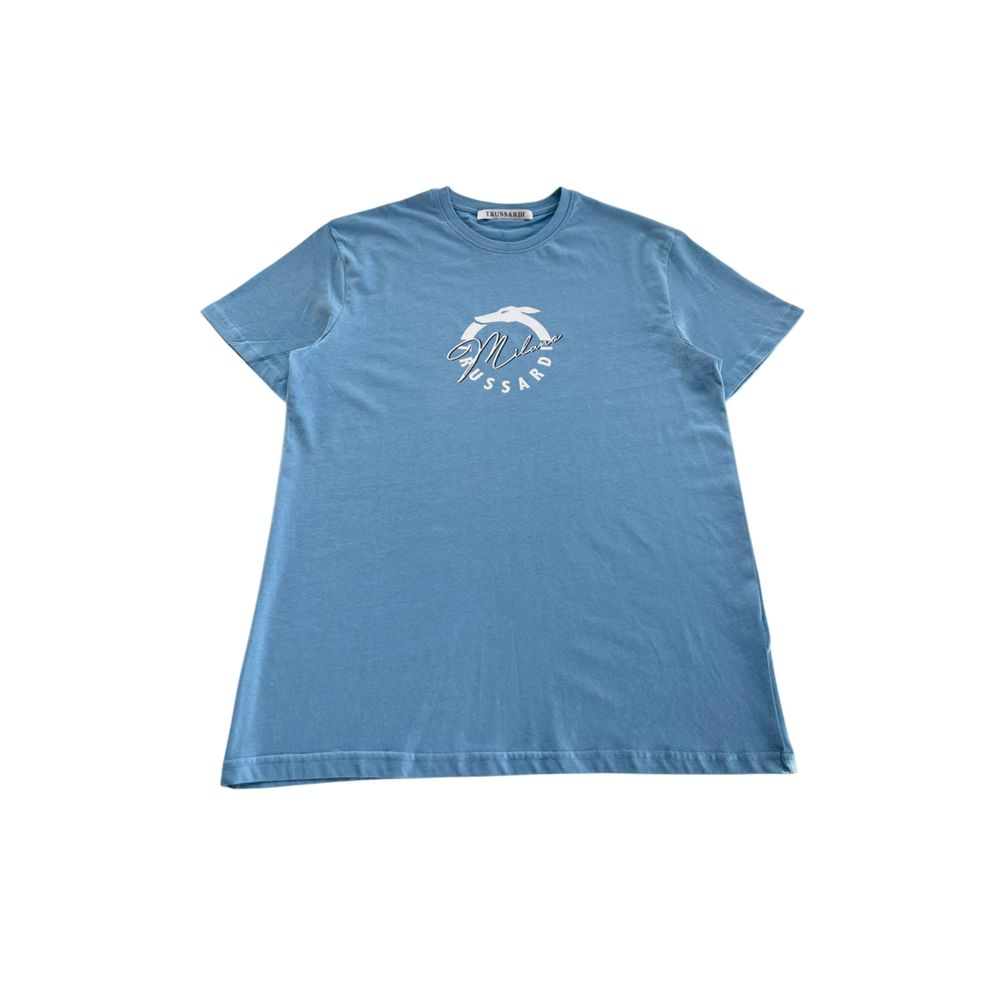 Trussardi Beachwear Light Blue Cotton T-Shirt