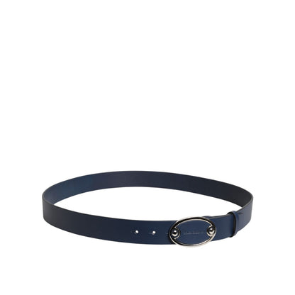 Dolce & Gabbana Blue Leather Classic Metal Logo Buckle Belt