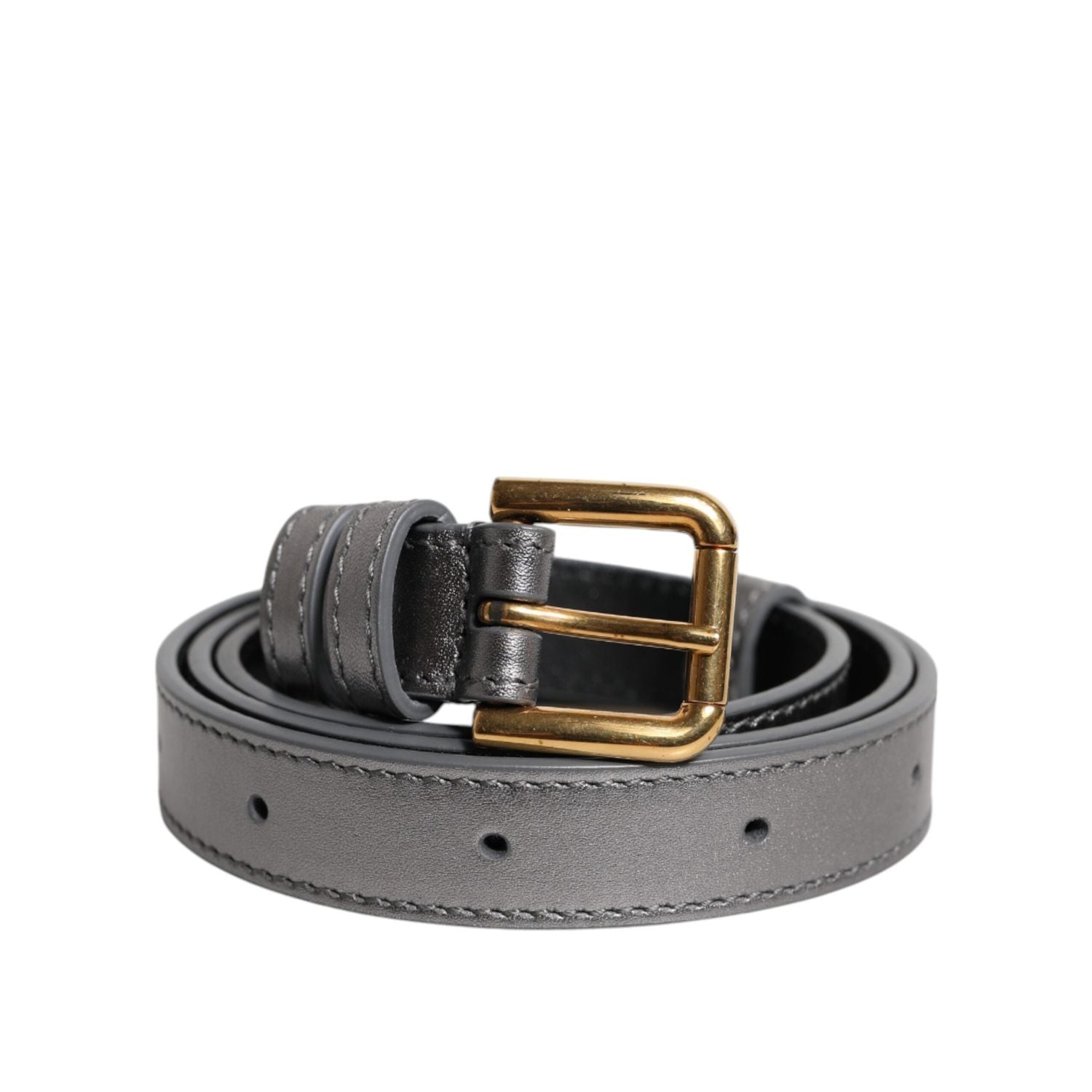 Dolce & Gabbana Silver Logo Engraved Metal Waist Buckle Belt