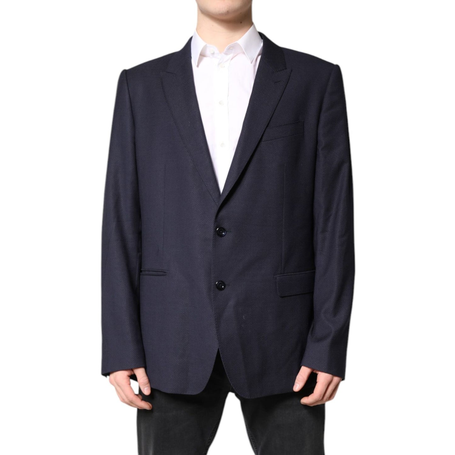Dolce & Gabbana Black Wool Single Breasted Coat Blazer Suit