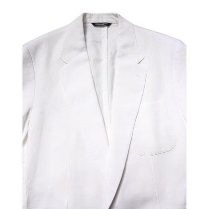 Dolce & Gabbana White Single Breasted Men Coat Blazer Suit