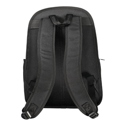 Back view of Tommy Hilfiger Black Polyester Backpack with adjustable shoulder straps and recycled materials