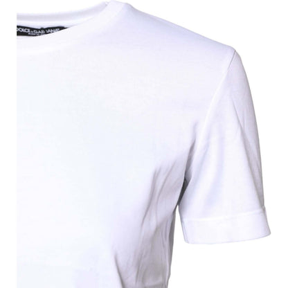Dolce & Gabbana White Cotton Crew Neck Short Sleeves T-shirt