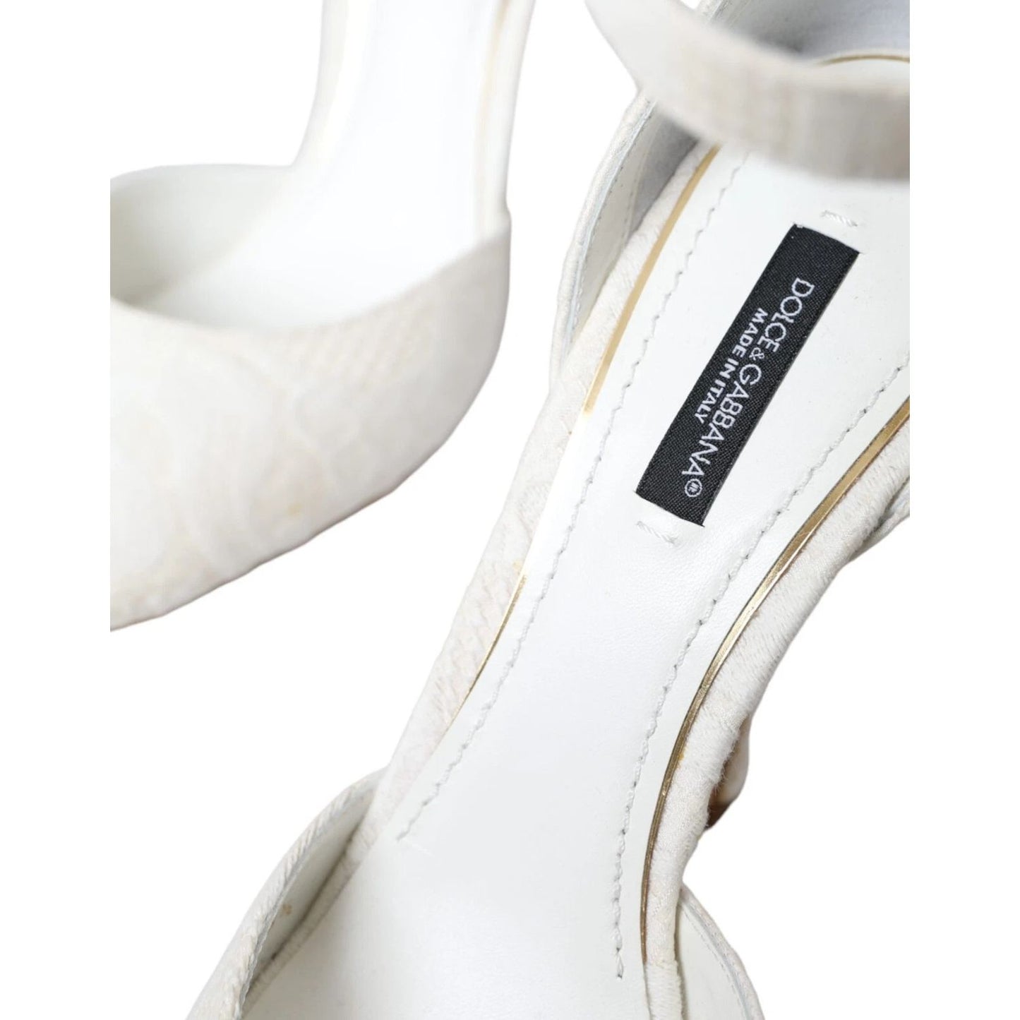 Dolce & Gabbana White Floral Jacquard Mary Janes Heels Pumps Shoes