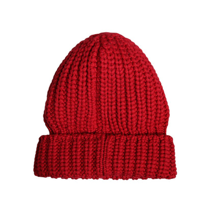 Dolce & Gabbana Red Solid Wool Knitted Winter Beanie Hat
