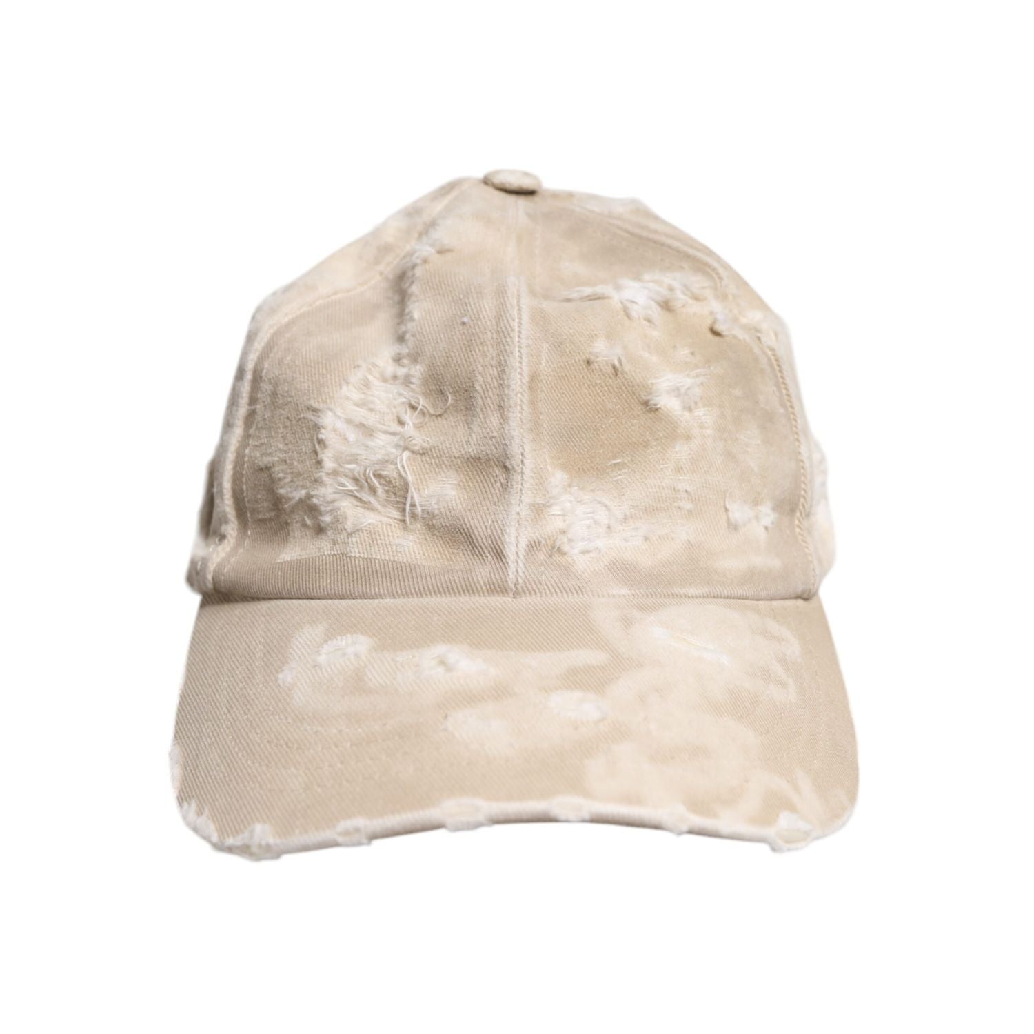Dolce & Gabbana Beige Tattered Cotton 6 Panels Baseball Cap