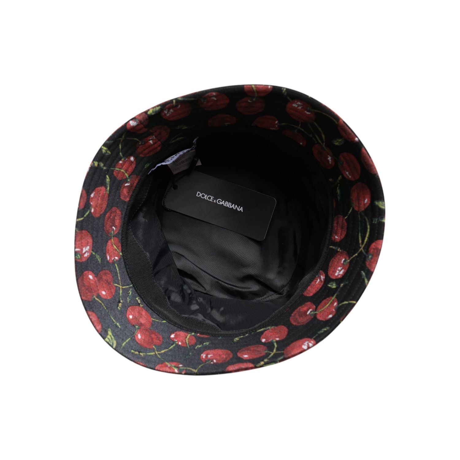 Dolce & Gabbana Black Cotton Printed Wide Brim Bucket Hat
