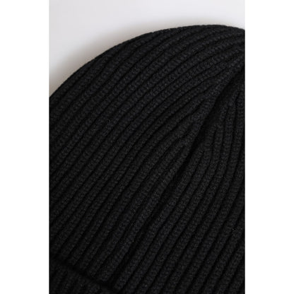 Dolce & Gabbana Black Cashmere Knitted Winter Beanie Hat